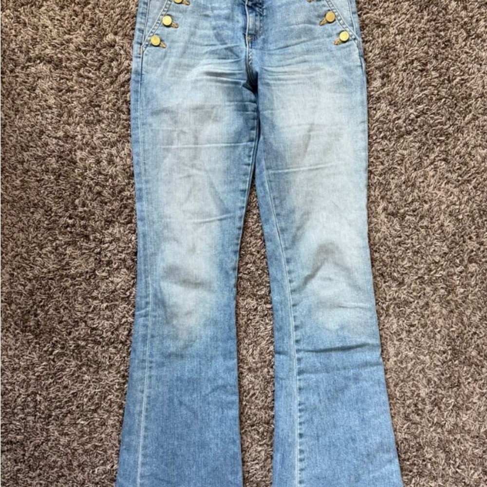 Ramy Brook Light Wash Blue High-Rise Flared Jeans - Picture 5 of 7